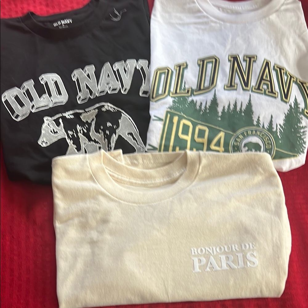 Old Navy Men Graphic T-Shirts - Black, White, Beige